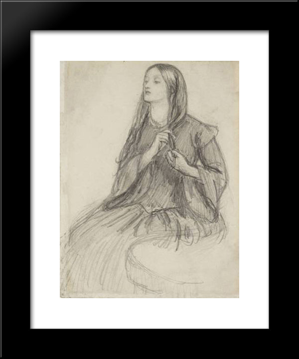 Elizabeth Siddall Plaiting Her Hair 20x24 Black Modern Wood Framed Art Print Poster by Rossetti, Dante Gabriel