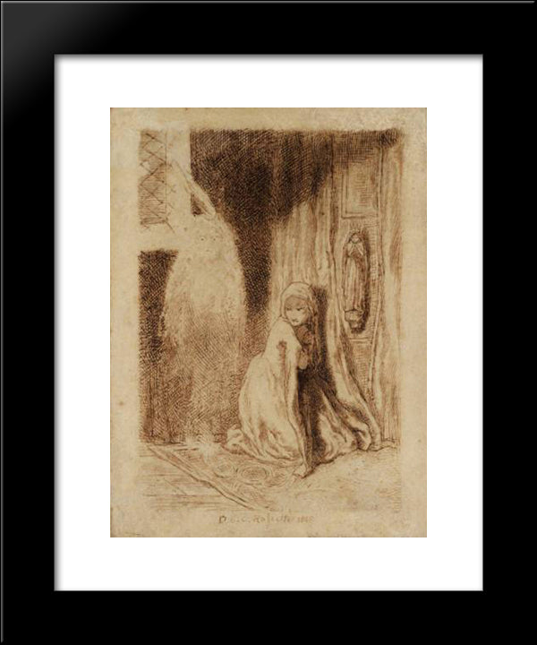 Faust. Margaret In The Church 20x24 Black Modern Wood Framed Art Print Poster by Rossetti, Dante Gabriel