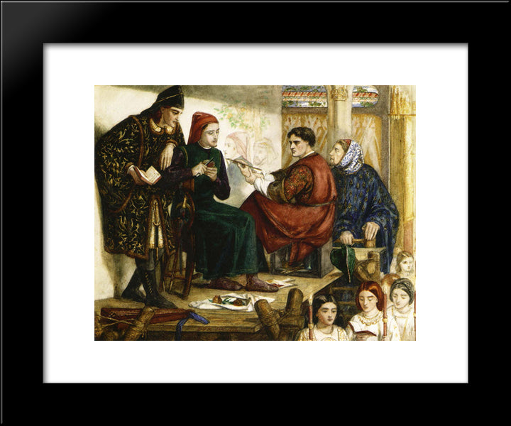 Giotto Painting The Portrait Of Dante 20x24 Black Modern Wood Framed Art Print Poster by Rossetti, Dante Gabriel