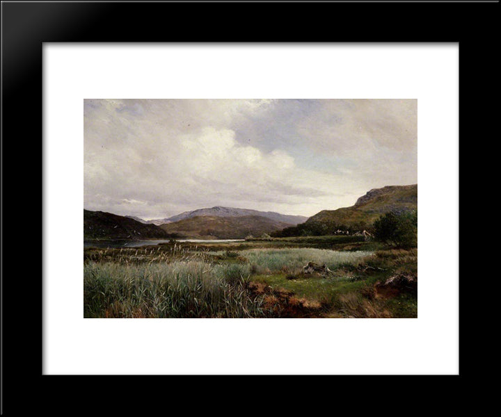 A River Landscape With Reeds, Arthog 20x24 Black Modern Wood Framed Art Print Poster by Bates, David
