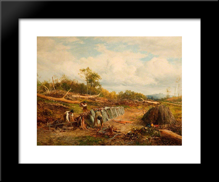 Stacking The Oak Fence 20x24 Black Modern Wood Framed Art Print Poster by Bates, David