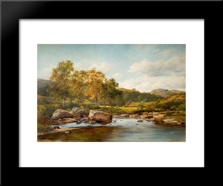 Stepping Stones On The Llugwy 20x24 Black Modern Wood Framed Art Print Poster by Bates, David