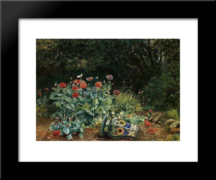 Summer Flowers In A Quiet Corner Of The Garden 20x24 Black Modern Wood Framed Art Print Poster by Bates, David