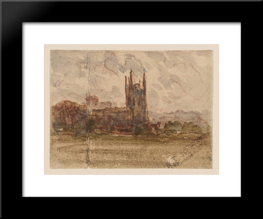A Church (Possibly At Wrexham) 20x24 Black Modern Wood Framed Art Print Poster by Cox, David