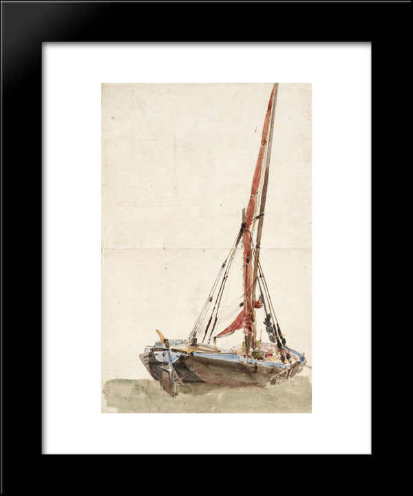 A Ship 20x24 Black Modern Wood Framed Art Print Poster by Cox, David