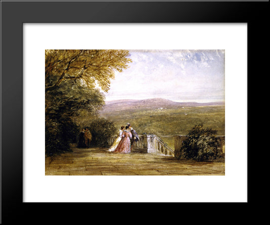 A Terrace, With Figures, Haddon Hall 20x24 Black Modern Wood Framed Art Print Poster by Cox, David