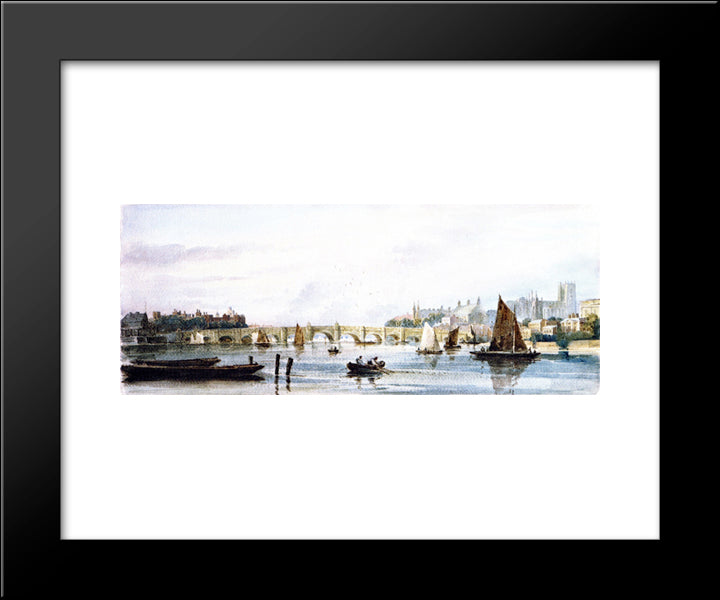 A View Of Westminster Bridge, Looking West Towards Lambeth Palace And Westminster Abbey 20x24 Black Modern Wood Framed Art Print Poster by Cox, David