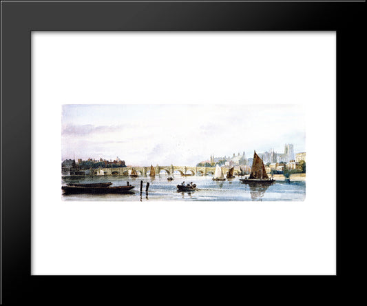 A View Of Westminster Bridge, Looking West Towards Lambeth Palace And Westminster Abbey 20x24 Black Modern Wood Framed Art Print Poster by Cox, David
