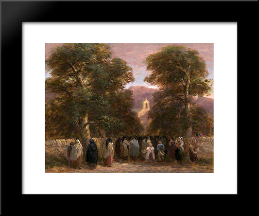 A Welsh Funeral, Bettws Church 20x24 Black Modern Wood Framed Art Print Poster by Cox, David