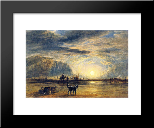 Beach Scene - Sunrise 20x24 Black Modern Wood Framed Art Print Poster by Cox, David