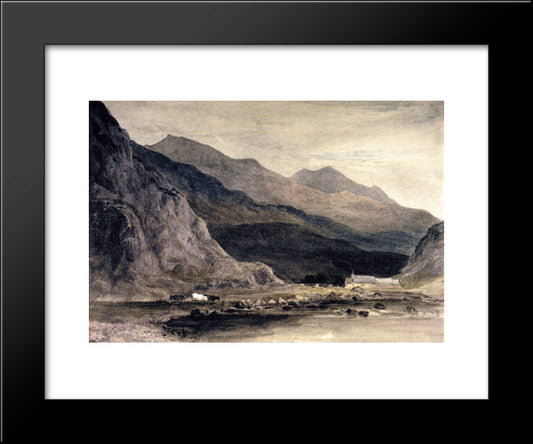 Beddgelert Mill And Bridge 20x24 Black Modern Wood Framed Art Print Poster by Cox, David