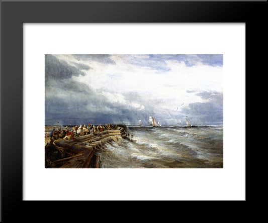 Calais Pier 20x24 Black Modern Wood Framed Art Print Poster by Cox, David