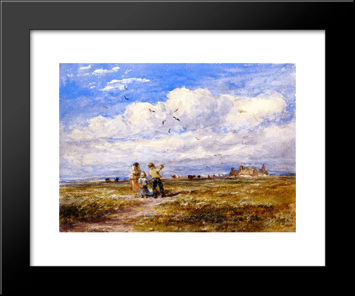 Flying The Kite 20x24 Black Modern Wood Framed Art Print Poster by Cox, David