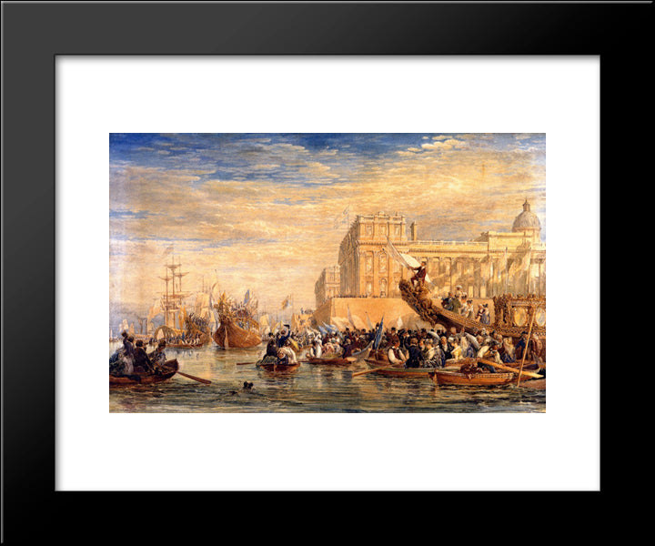 George Iv Embarking For Scotland At Greenwich 20x24 Black Modern Wood Framed Art Print Poster by Cox, David