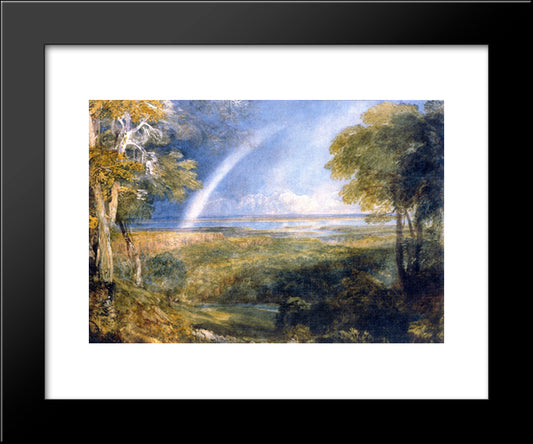 Junction Of The Severn And The Wye With A Rainbow 20x24 Black Modern Wood Framed Art Print Poster by Cox, David