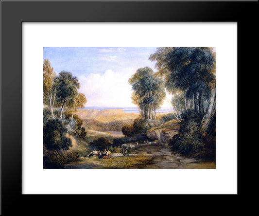 Junction Of The Severn And The Wye With Chepstow In The Distance 20x24 Black Modern Wood Framed Art Print Poster by Cox, David