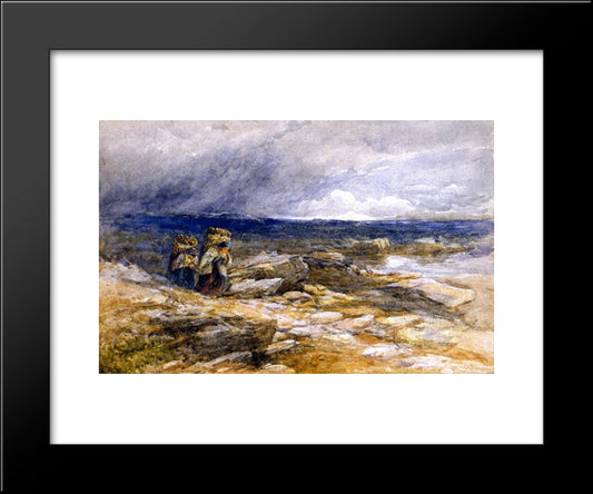 Peat Gatherers 20x24 Black Modern Wood Framed Art Print Poster by Cox, David