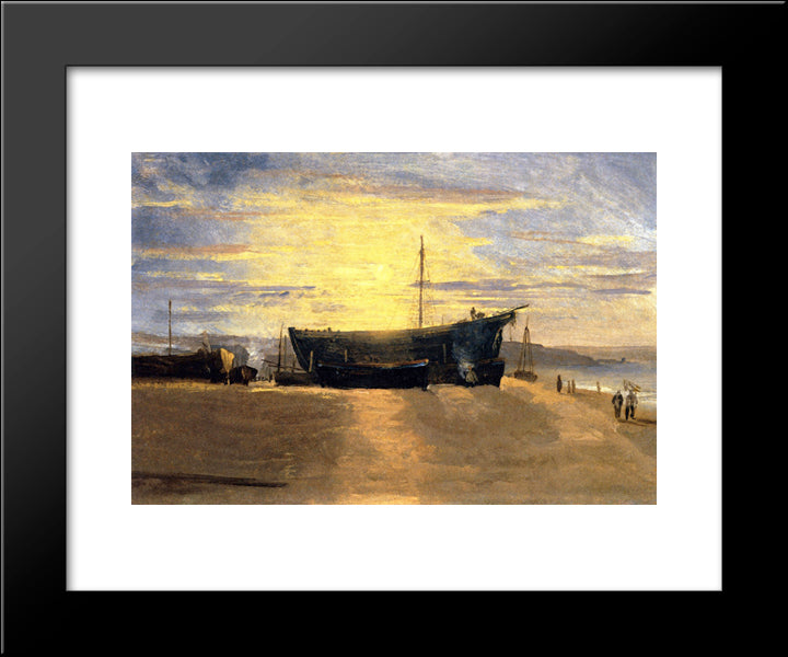 Sunset, Hastings. Beached Fishing Vessels 20x24 Black Modern Wood Framed Art Print Poster by Cox, David