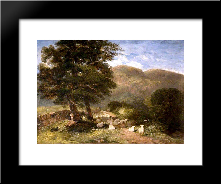 Tending Sheep, Betws-Y-Coed 20x24 Black Modern Wood Framed Art Print Poster by Cox, David