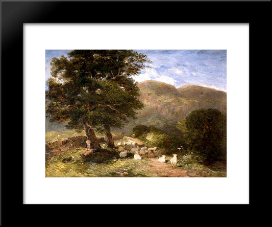 Tending Sheep, Betws-Y-Coed 20x24 Black Modern Wood Framed Art Print Poster by Cox, David