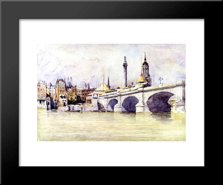 The Opening Of The New London Bridge 20x24 Black Modern Wood Framed Art Print Poster by Cox, David