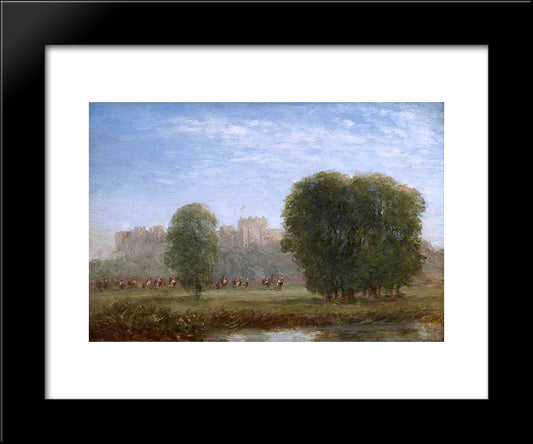 View Of Windsor. Life Guards Approaching The River 20x24 Black Modern Wood Framed Art Print Poster by Cox, David