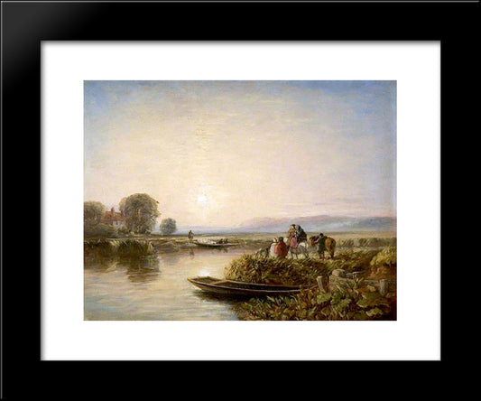 Waiting For The Ferry, Morning 20x24 Black Modern Wood Framed Art Print Poster by Cox, David
