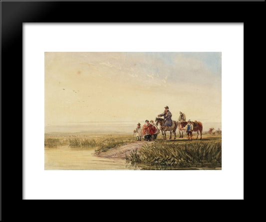 Waiting For The Ferry Boat 20x24 Black Modern Wood Framed Art Print Poster by Cox, David