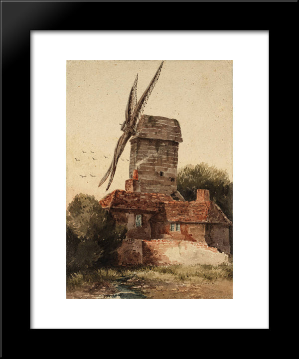 Windmill 20x24 Black Modern Wood Framed Art Print Poster by Cox, David