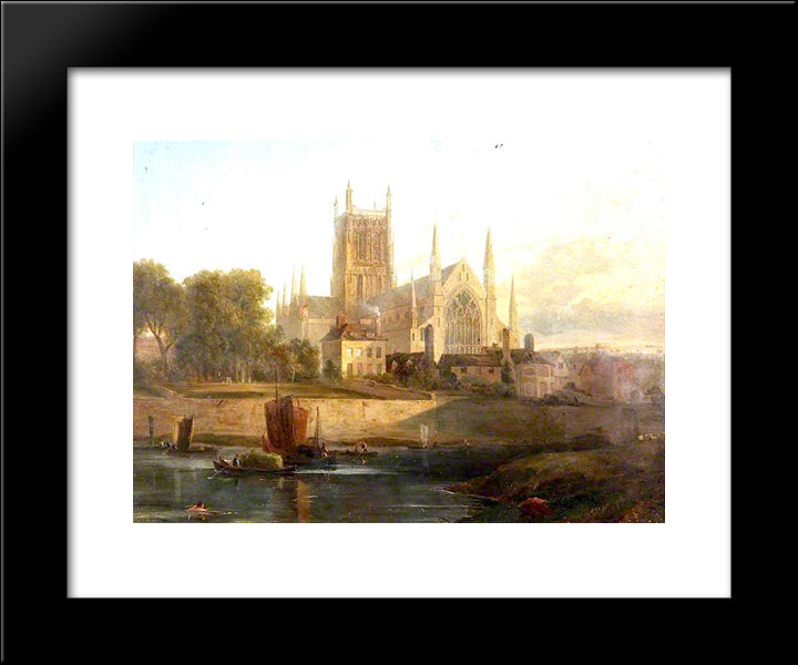 Worcester Cathedral, River Severn 20x24 Black Modern Wood Framed Art Print Poster by Cox, David