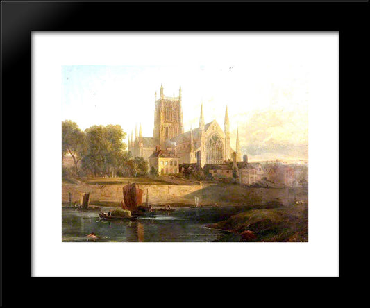 Worcester Cathedral, River Severn 20x24 Black Modern Wood Framed Art Print Poster by Cox, David