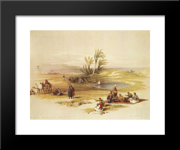 Ayn Mousa. The Wells Of Moses 20x24 Black Modern Wood Framed Art Print Poster by Roberts, David