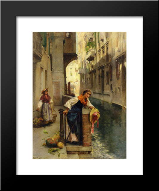 Fruit Sellers From The Islands, Venice 20x24 Black Modern Wood Framed Art Print Poster by Roberts, David