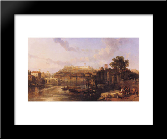 Rome, View On The Tiber Looking Towards Mounts Palatine And Aventine 20x24 Black Modern Wood Framed Art Print Poster by Roberts, David