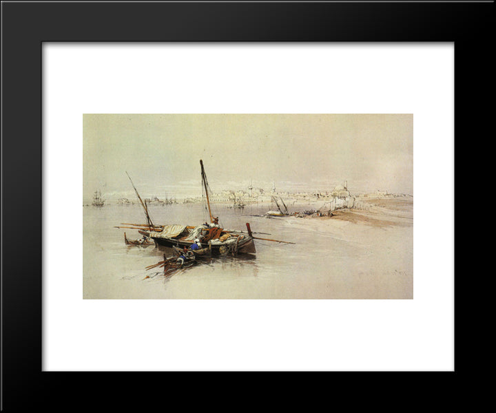 Saint Jean D'Acre, From The Sea 20x24 Black Modern Wood Framed Art Print Poster by Roberts, David