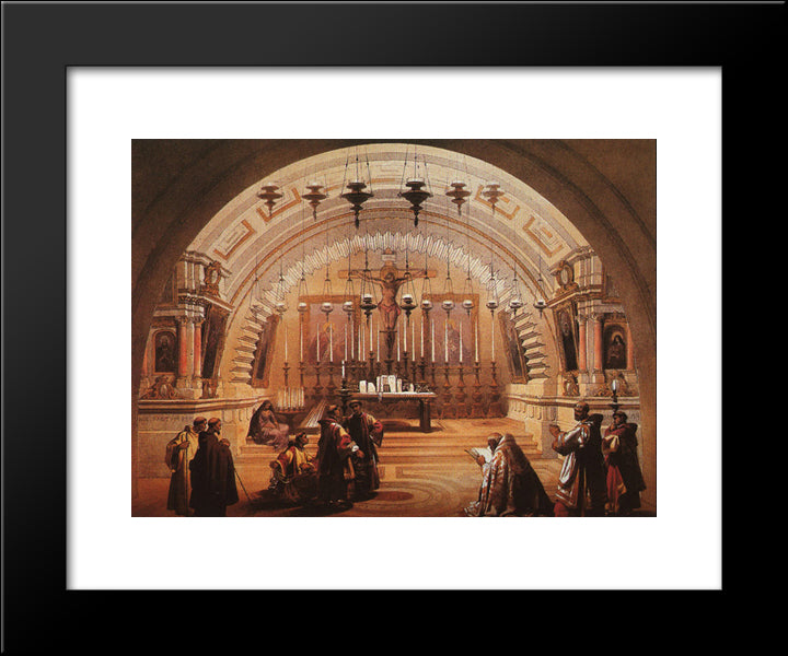The Exterior Of The Holy Sepulchre And Calvary 20x24 Black Modern Wood Framed Art Print Poster by Roberts, David