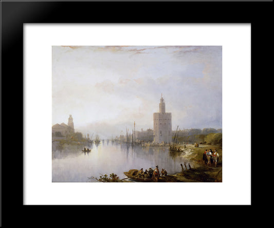 The Golden Tower 20x24 Black Modern Wood Framed Art Print Poster by Roberts, David