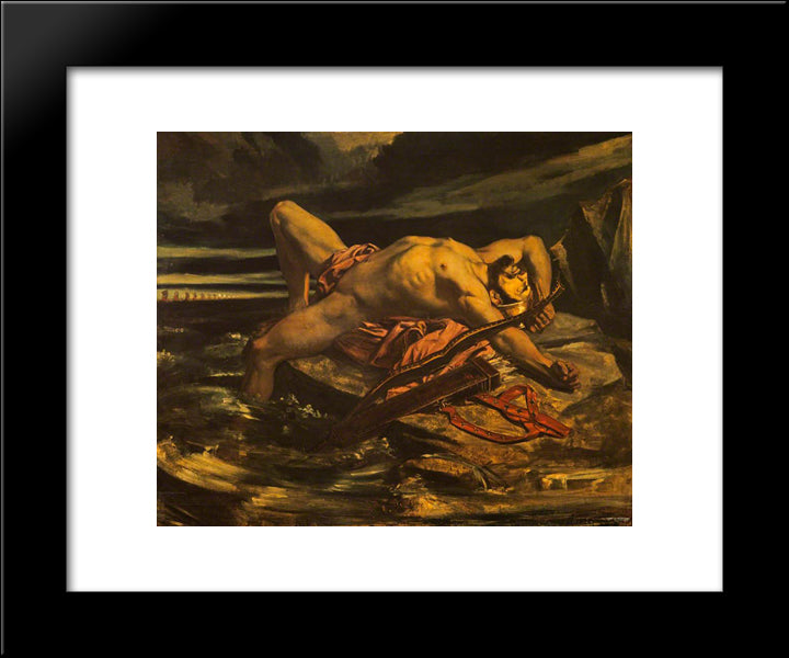 Philoctetes Left On The Isle Of Lemnos By The Greeks On Their Passage Towards Troy 20x24 Black Modern Wood Framed Art Print Poster by Scott, David