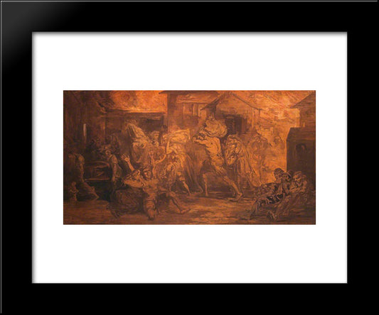 The Fire Of London 20x24 Black Modern Wood Framed Art Print Poster by Scott, David