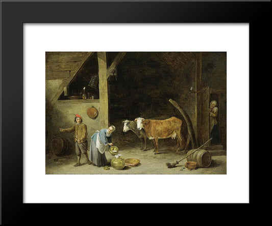 A Barn Interior 20x24 Black Modern Wood Framed Art Print Poster by Teniers the Younger, David