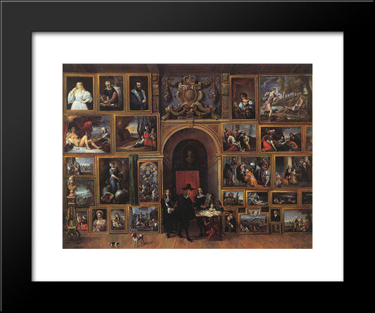 Archduke Leopold Wilhelm Of Austria In His Gallery 20x24 Black Modern Wood Framed Art Print Poster by Teniers the Younger, David