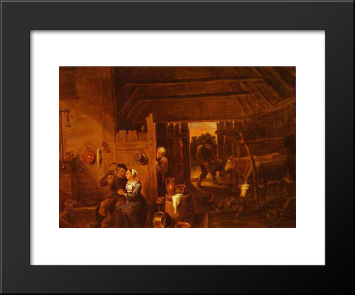 Flanders In A Peasant Cottage 20x24 Black Modern Wood Framed Art Print Poster by Teniers the Younger, David