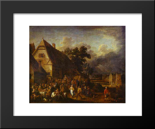 Great Village Feast With A Dancing Couple 20x24 Black Modern Wood Framed Art Print Poster by Teniers the Younger, David