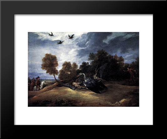 Heron Hunting With The Archduke Leopold Wilhelm 20x24 Black Modern Wood Framed Art Print Poster by Teniers the Younger, David