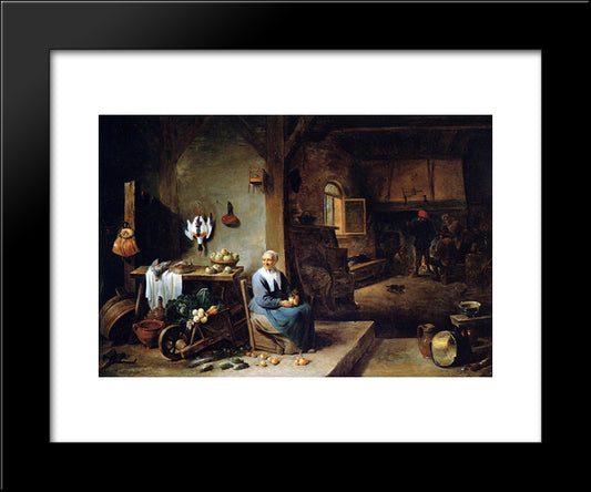 Interior Of A Peasant Dwelling 20x24 Black Modern Wood Framed Art Print Poster by Teniers the Younger, David