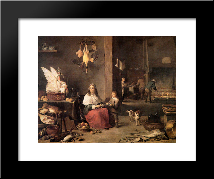 Kitchen 20x24 Black Modern Wood Framed Art Print Poster by Teniers the Younger, David