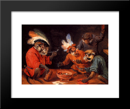 Monkey Tavern 20x24 Black Modern Wood Framed Art Print Poster by Teniers the Younger, David