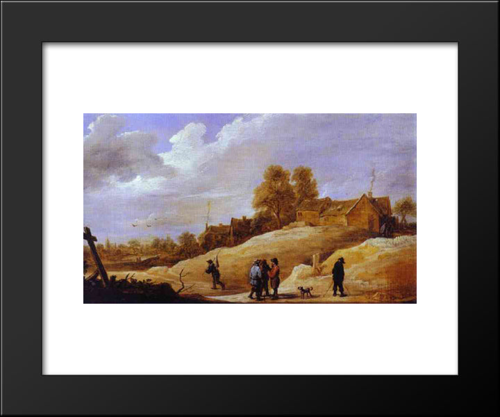 On The Outskirts Of A Town 20x24 Black Modern Wood Framed Art Print Poster by Teniers the Younger, David