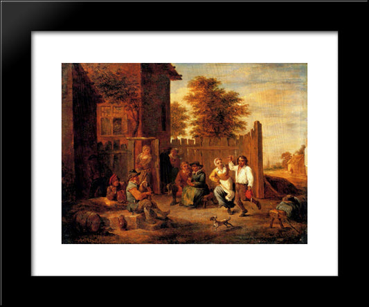 Peasants Merrying Outside An Inn 20x24 Black Modern Wood Framed Art Print Poster by Teniers the Younger, David