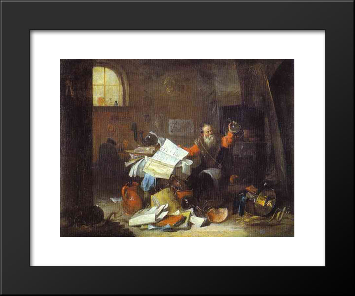 The Alchemist 20x24 Black Modern Wood Framed Art Print Poster by Teniers the Younger, David